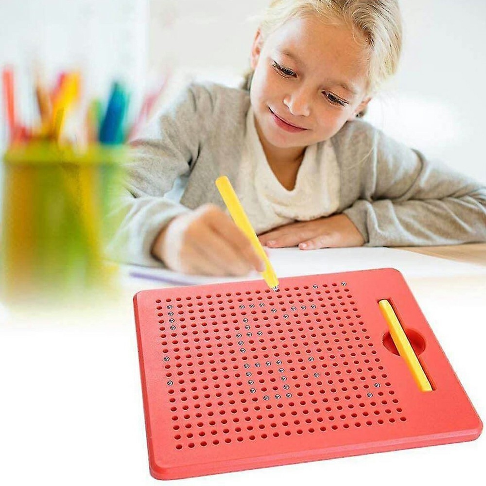 Velká magnetická kreslicí tabulka s kuličkami - červená
