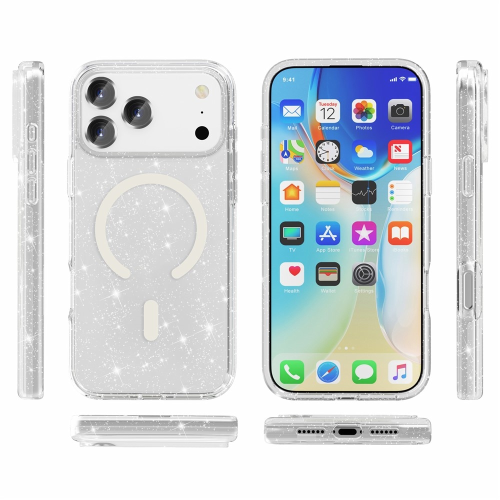Powder gelový obal s pevnými zády a MagSafe na mobil iPhone 18 Pro Max/17 Pro Max - bílý