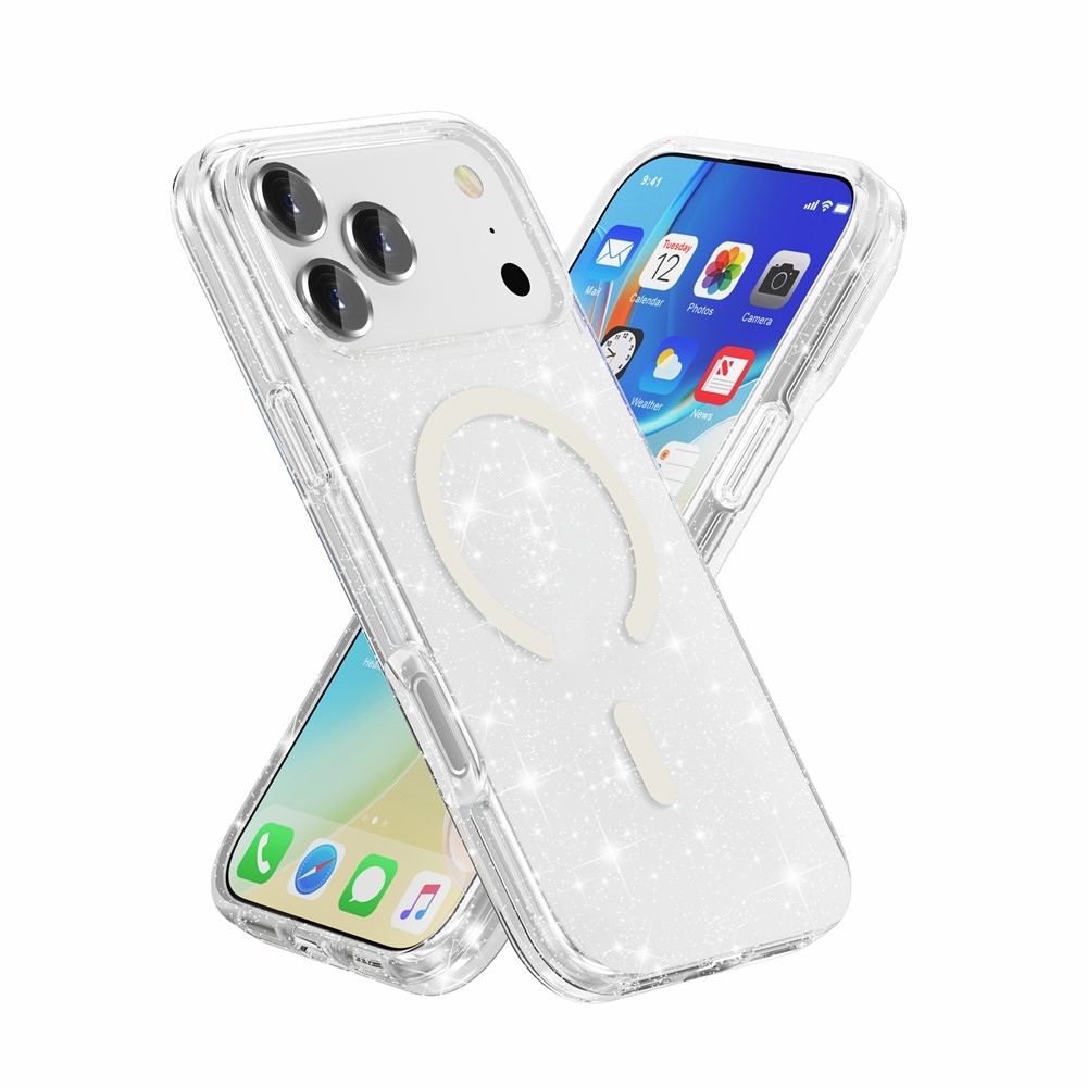 Powder gelový obal s pevnými zády a MagSafe na mobil iPhone 18 Pro Max/17 Pro Max - bílý
