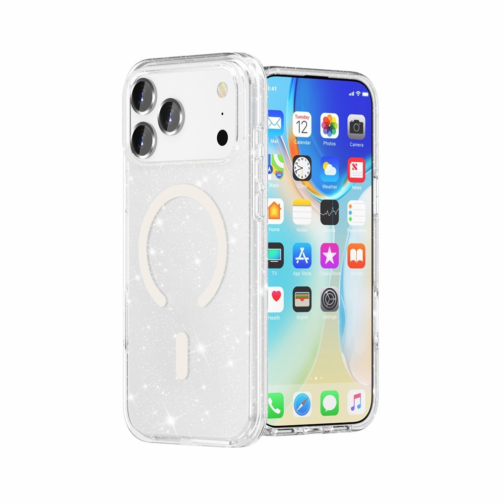 Powder gelový obal s pevnými zády a MagSafe na mobil iPhone 18 Pro Max/17 Pro Max - bílý