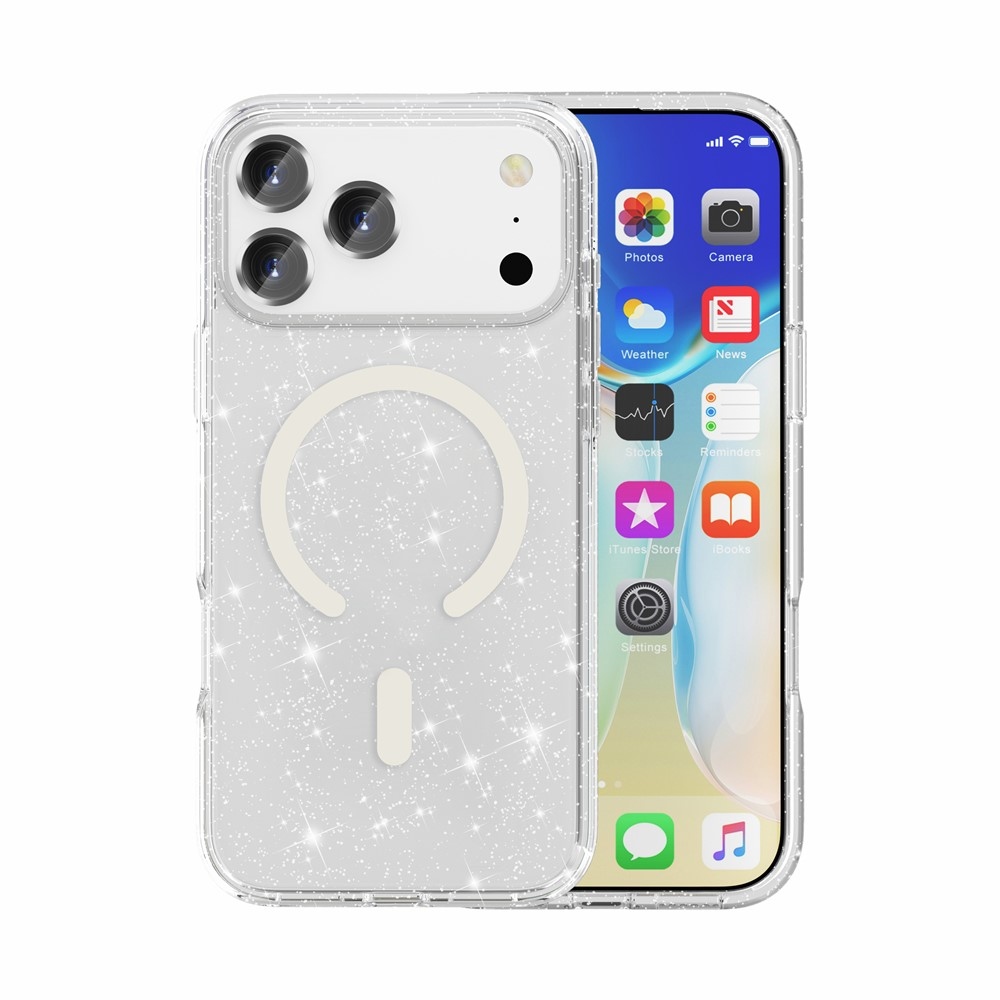 Powder gelový obal s pevnými zády a MagSafe na mobil iPhone 18 Pro Max/17 Pro Max - bílý