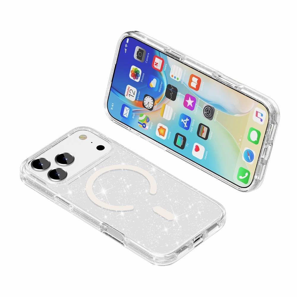 Powder gelový obal s pevnými zády a MagSafe na mobil iPhone 18 Pro Max/17 Pro Max - bílý