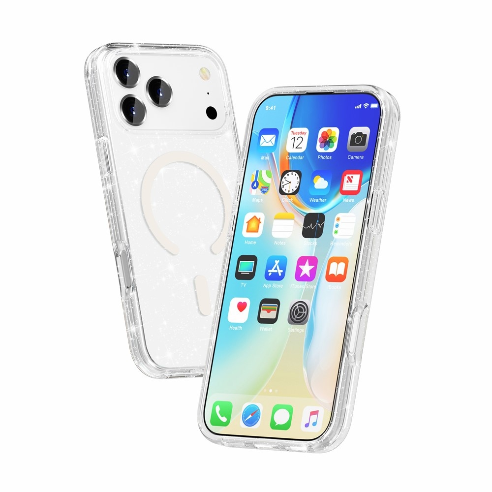 Powder gelový obal s pevnými zády a MagSafe na mobil iPhone 18 Pro Max/17 Pro Max - bílý
