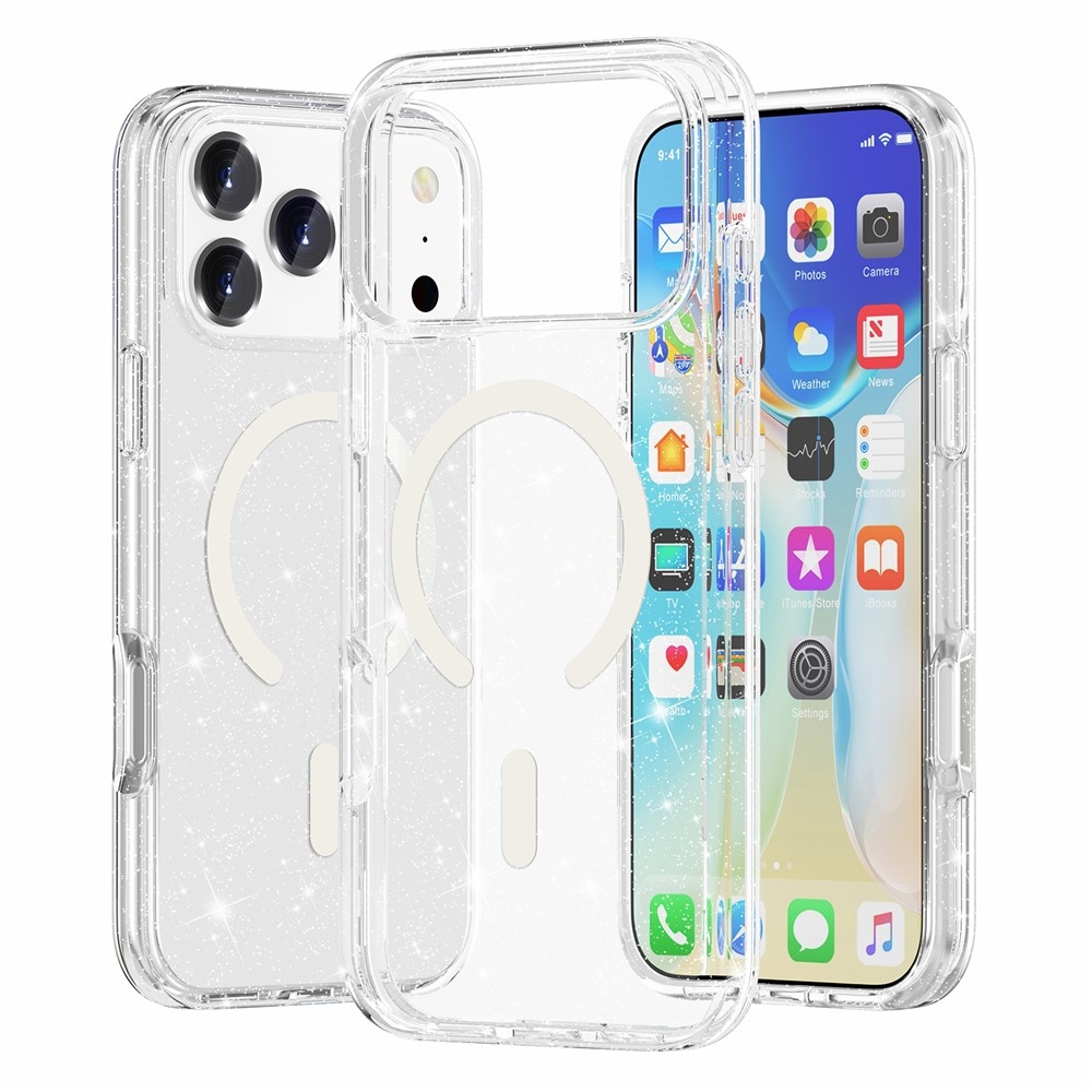 Powder gelový obal s pevnými zády a MagSafe na mobil iPhone 18 Pro Max/17 Pro Max - bílý