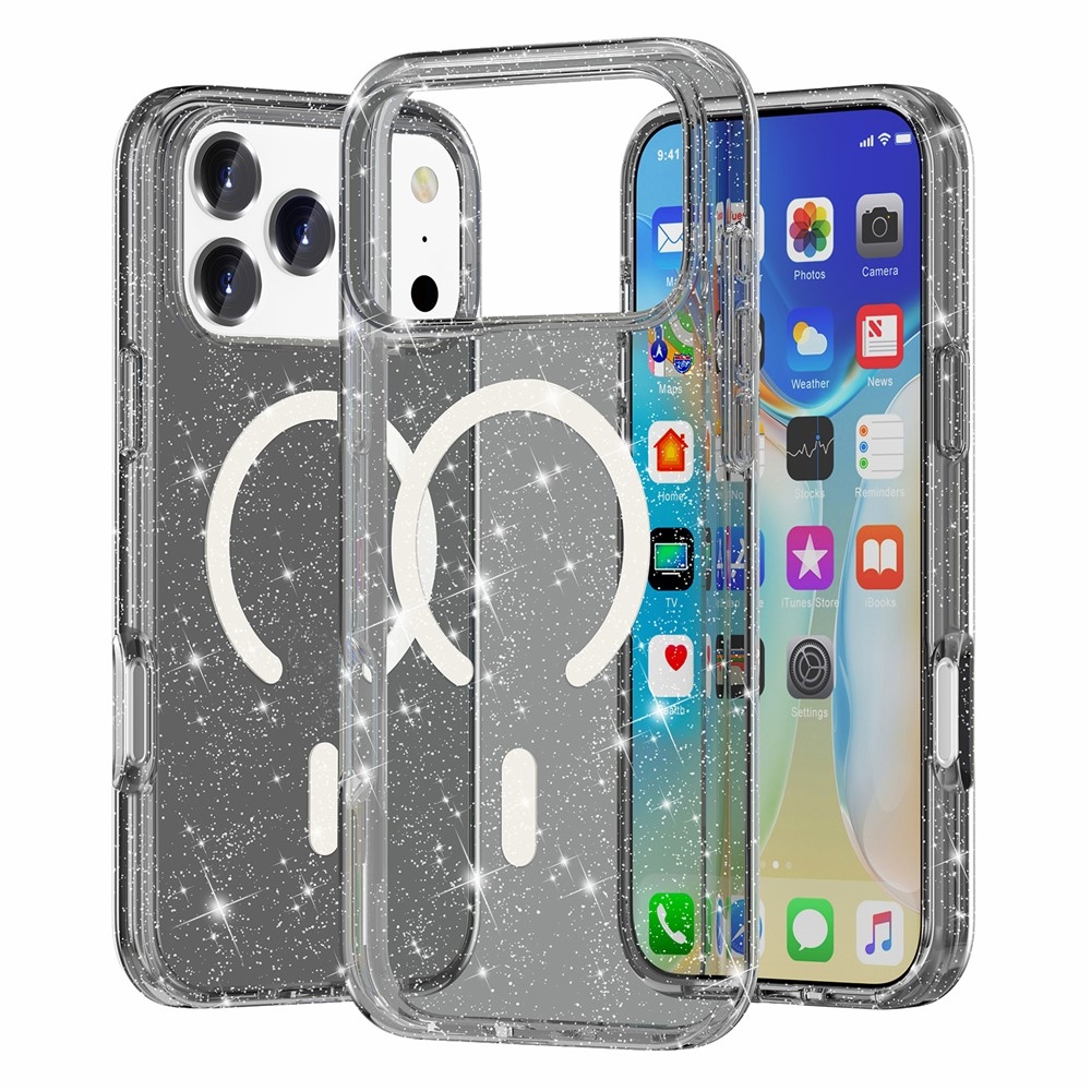 Powder gelový obal s pevnými zády a MagSafe na mobil iPhone 18 Pro Max/17 Pro Max - černý