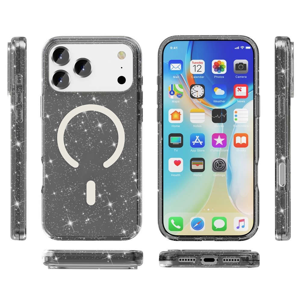 Powder gelový obal s pevnými zády a MagSafe na mobil iPhone 18 Pro Max/17 Pro Max - černý