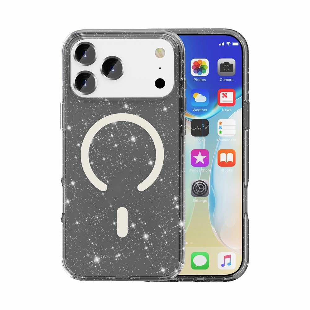 Powder gelový obal s pevnými zády a MagSafe na mobil iPhone 18 Pro Max/17 Pro Max - černý