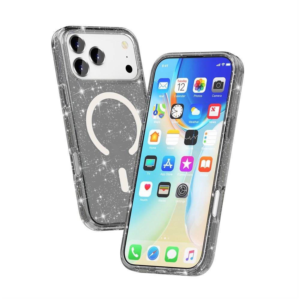 Powder gelový obal s pevnými zády a MagSafe na mobil iPhone 18 Pro Max/17 Pro Max - černý