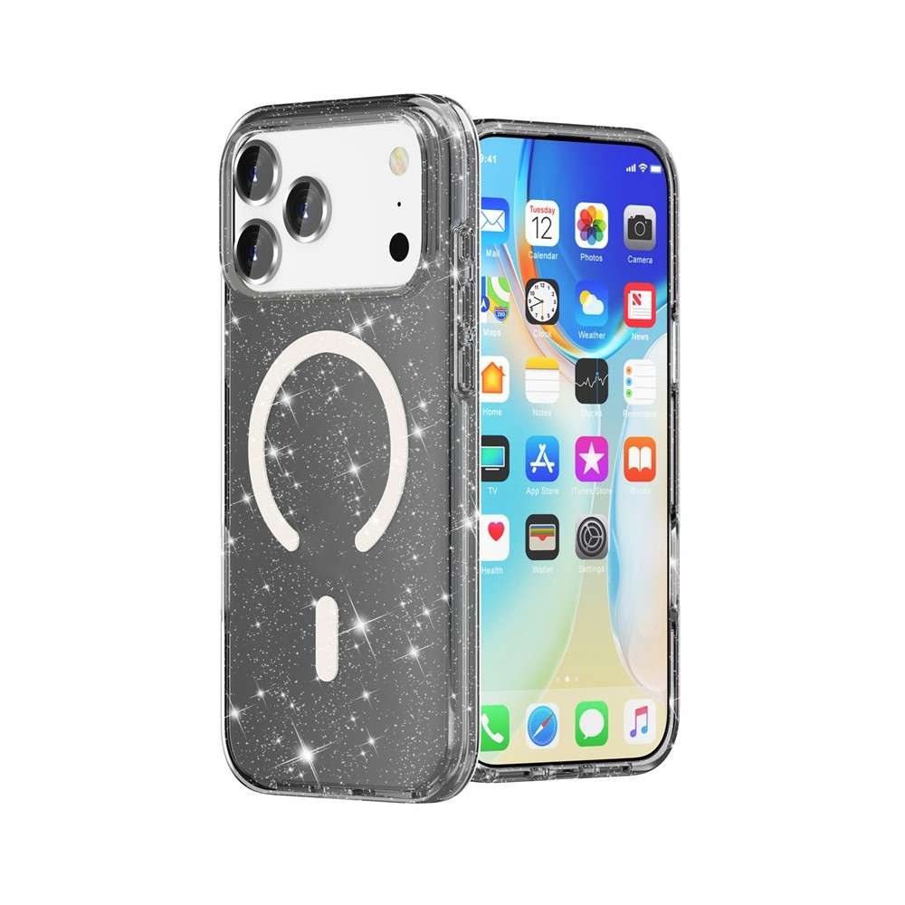Powder gelový obal s pevnými zády a MagSafe na mobil iPhone 18 Pro Max/17 Pro Max - černý