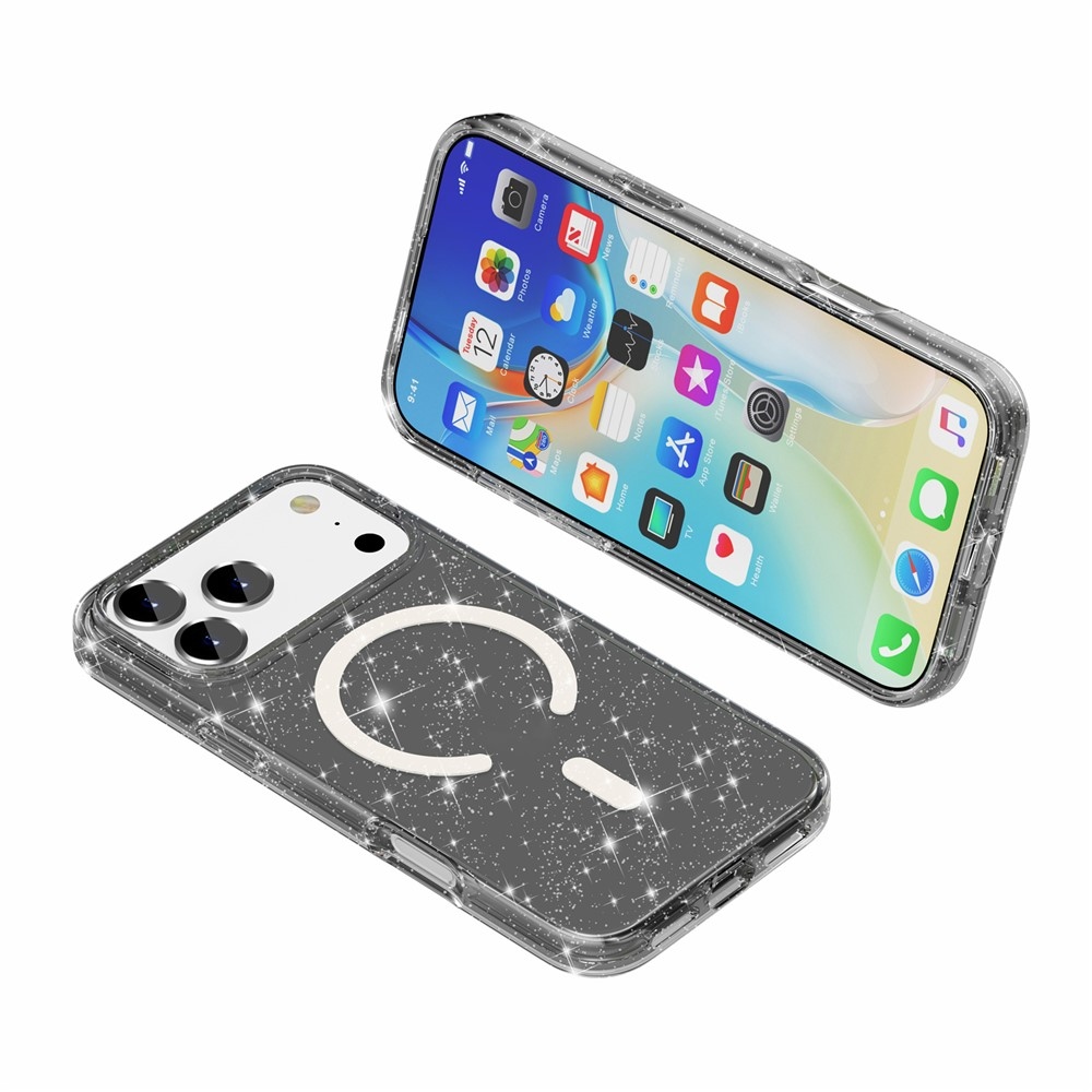 Powder gelový obal s pevnými zády a MagSafe na mobil iPhone 18 Pro Max/17 Pro Max - černý
