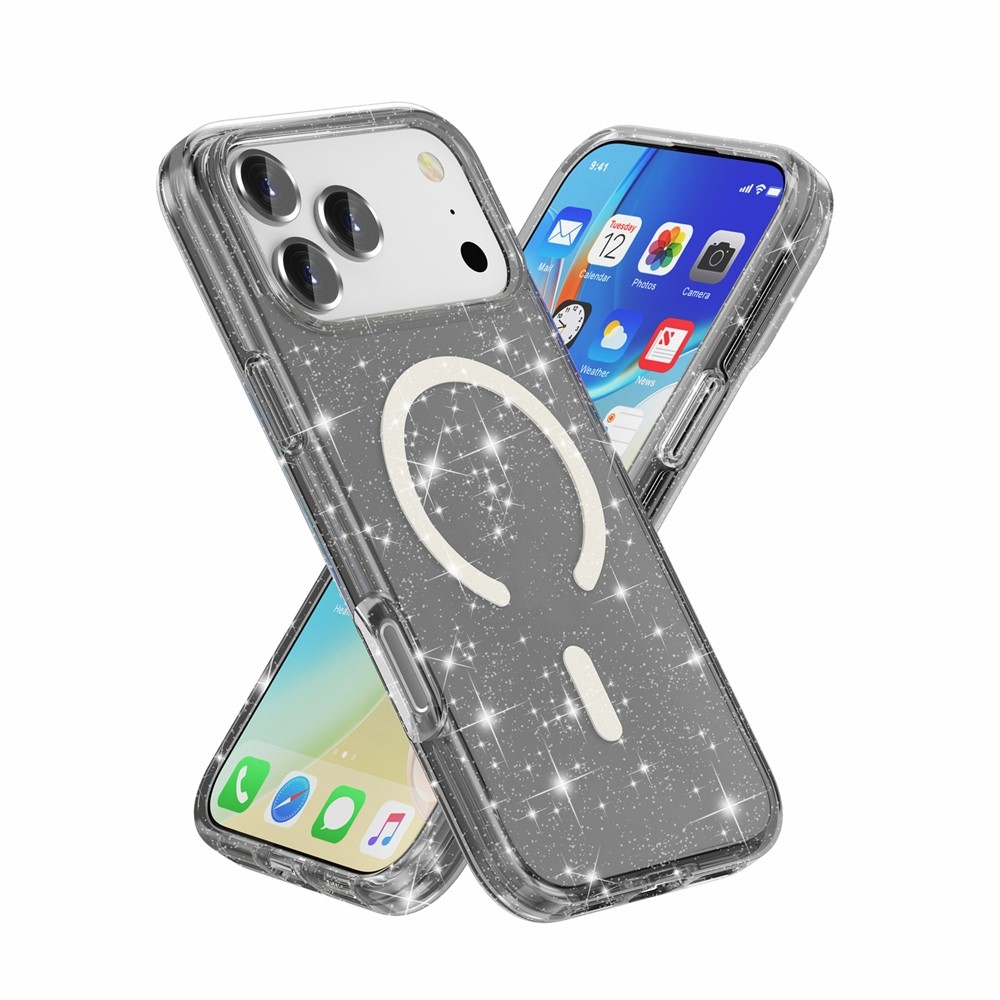 Powder gelový obal s pevnými zády a MagSafe na mobil iPhone 18 Pro Max/17 Pro Max - černý