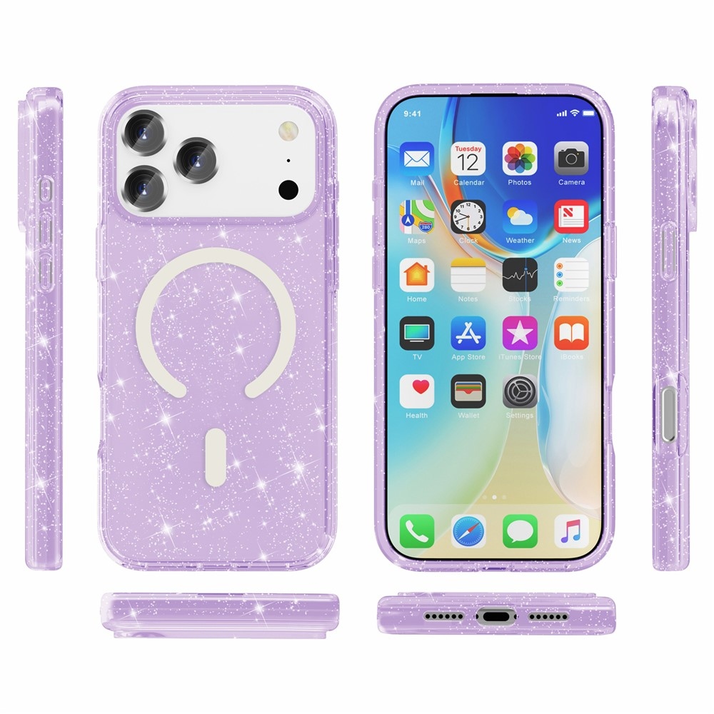Powder gelový obal s pevnými zády a MagSafe na mobil iPhone 18 Pro Max/17 Pro Max - fialový