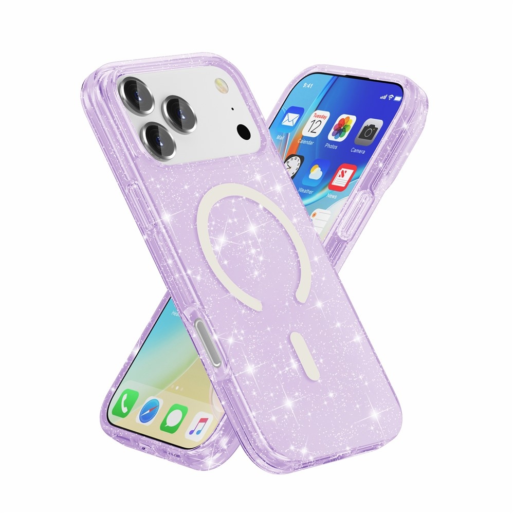 Powder gelový obal s pevnými zády a MagSafe na mobil iPhone 18 Pro Max/17 Pro Max - fialový
