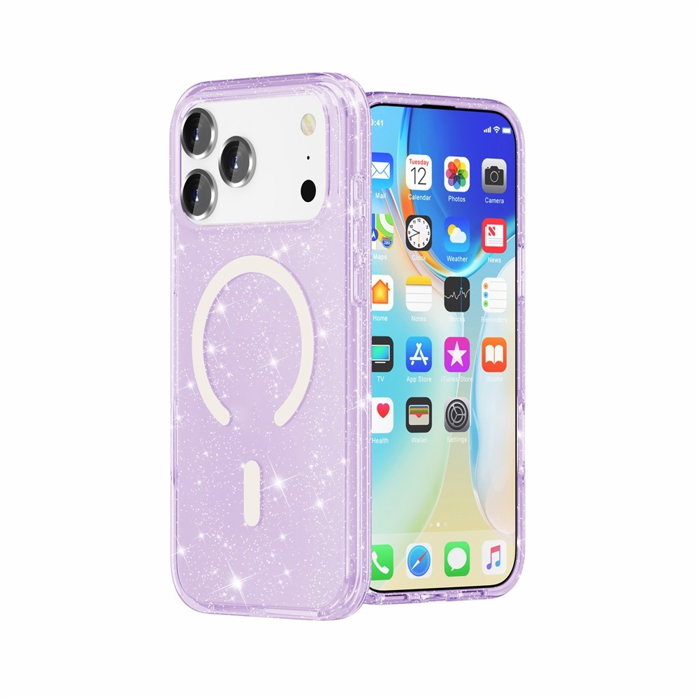 Powder gelový obal s pevnými zády a MagSafe na mobil iPhone 18 Pro Max/17 Pro Max - fialový