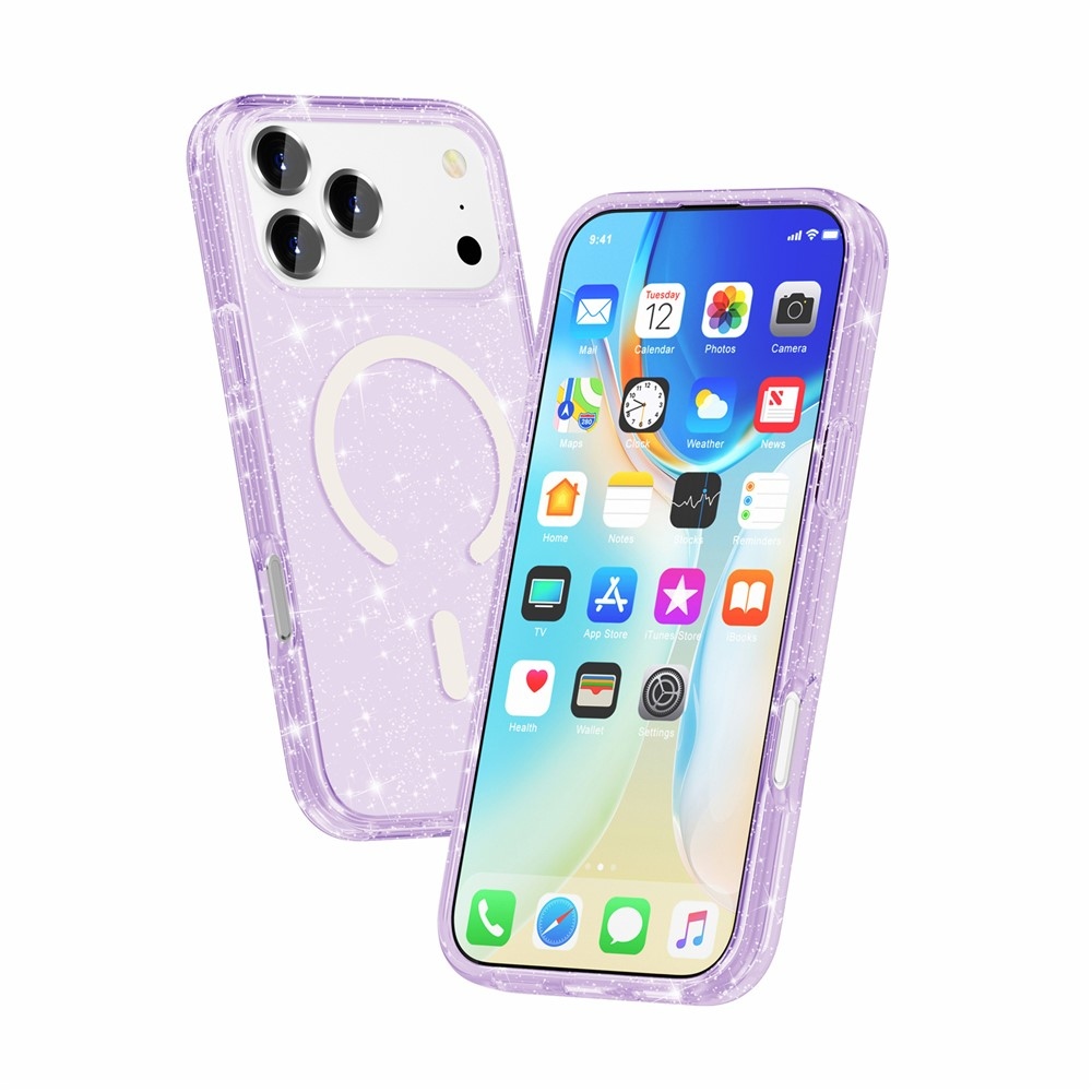 Powder gelový obal s pevnými zády a MagSafe na mobil iPhone 18 Pro Max/17 Pro Max - fialový