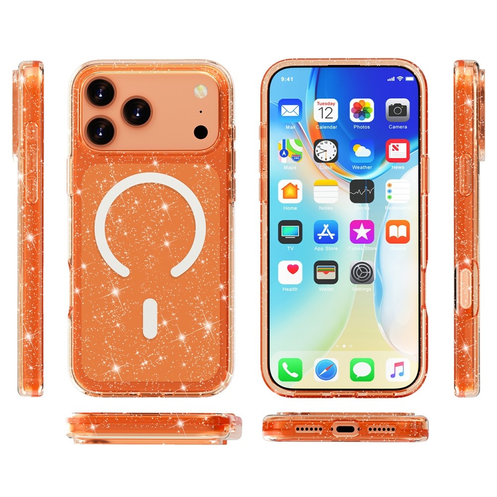 Powder gelový obal s pevnými zády a MagSafe na mobil iPhone 18 Pro Max/17 Pro Max - oranžový