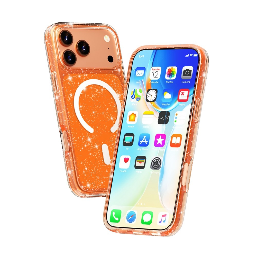 Powder gelový obal s pevnými zády a MagSafe na mobil iPhone 18 Pro Max/17 Pro Max - oranžový