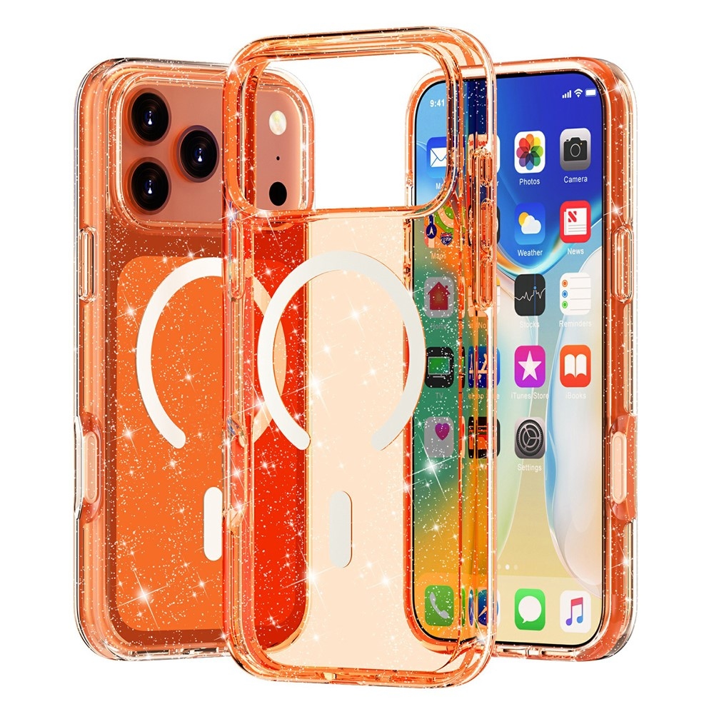 Powder gelový obal s pevnými zády a MagSafe na mobil iPhone 18 Pro Max/17 Pro Max - oranžový