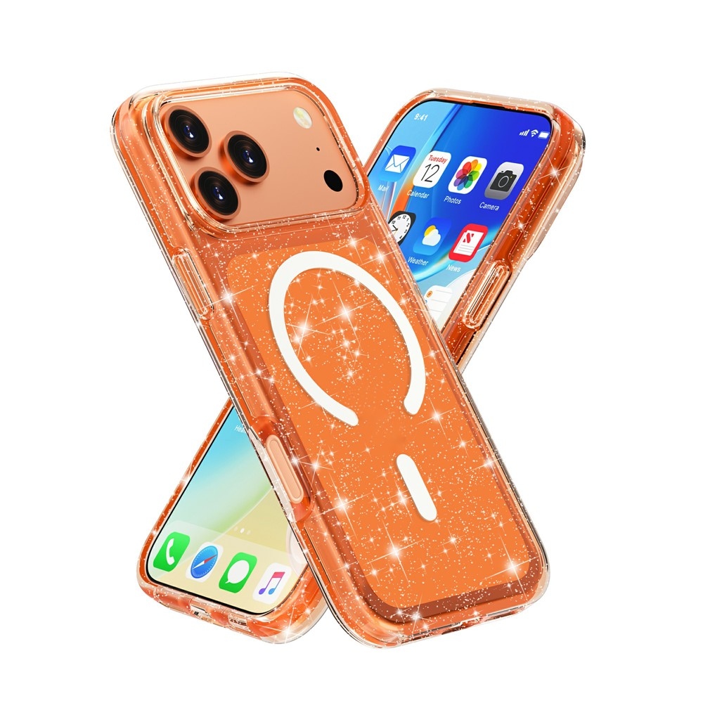 Powder gelový obal s pevnými zády a MagSafe na mobil iPhone 18 Pro Max/17 Pro Max - oranžový