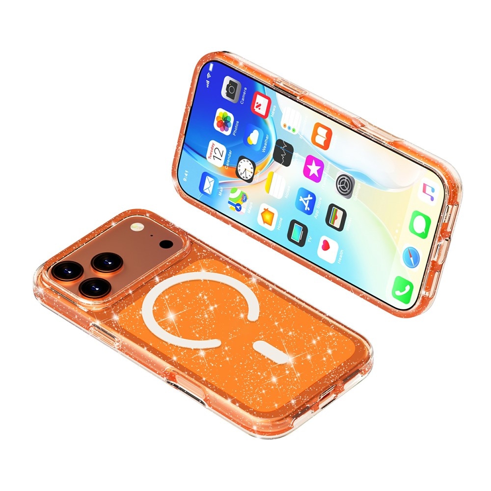 Powder gelový obal s pevnými zády a MagSafe na mobil iPhone 18 Pro Max/17 Pro Max - oranžový