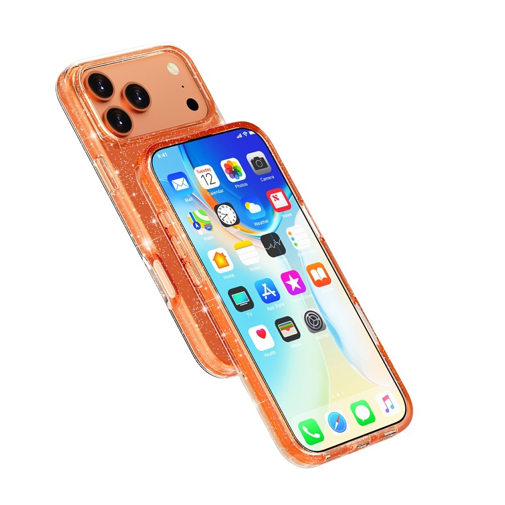 Powder gelový obal s pevnými zády a MagSafe na mobil iPhone 18 Pro Max/17 Pro Max - oranžový