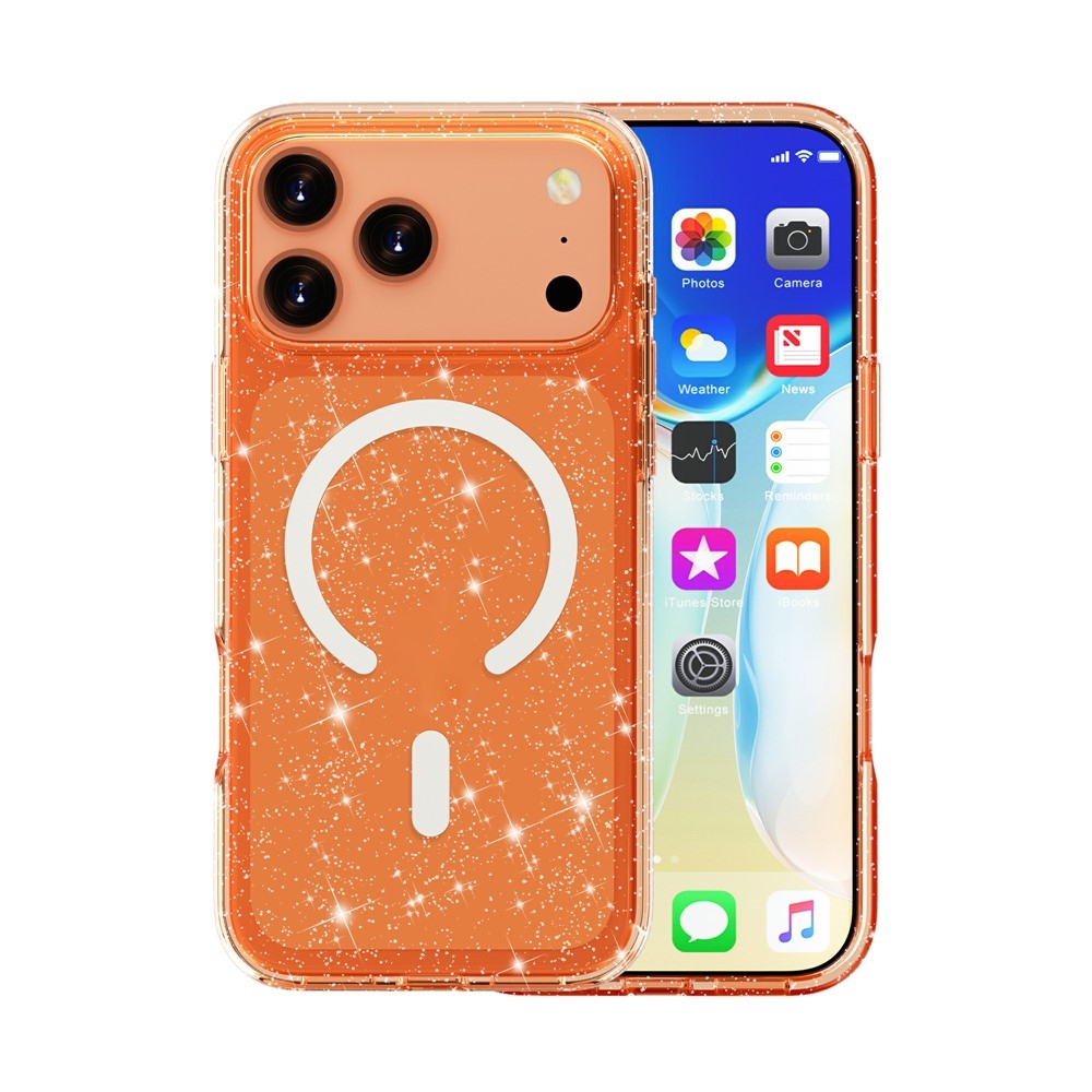 Powder gelový obal s pevnými zády a MagSafe na mobil iPhone 18 Pro Max/17 Pro Max - oranžový