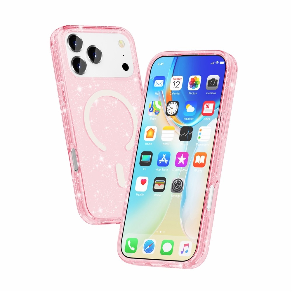 Powder gelový obal s pevnými zády a MagSafe na mobil iPhone 18 Pro Max/17 Pro Max - růžový