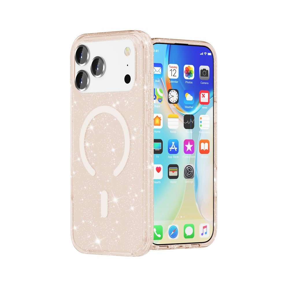 Powder gelový obal s pevnými zády a MagSafe na mobil iPhone 18 Pro Max/17 Pro Max - zlatý