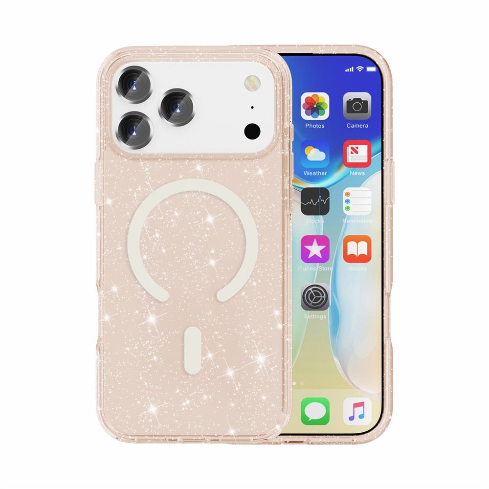 Powder gelový obal s pevnými zády a MagSafe na mobil iPhone 18 Pro Max/17 Pro Max - zlatý