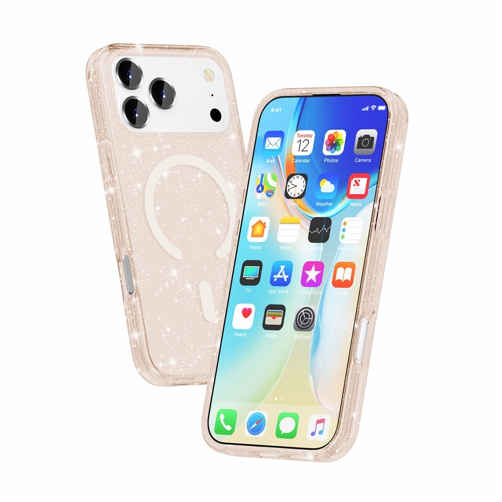 Powder gelový obal s pevnými zády a MagSafe na mobil iPhone 18 Pro Max/17 Pro Max - zlatý