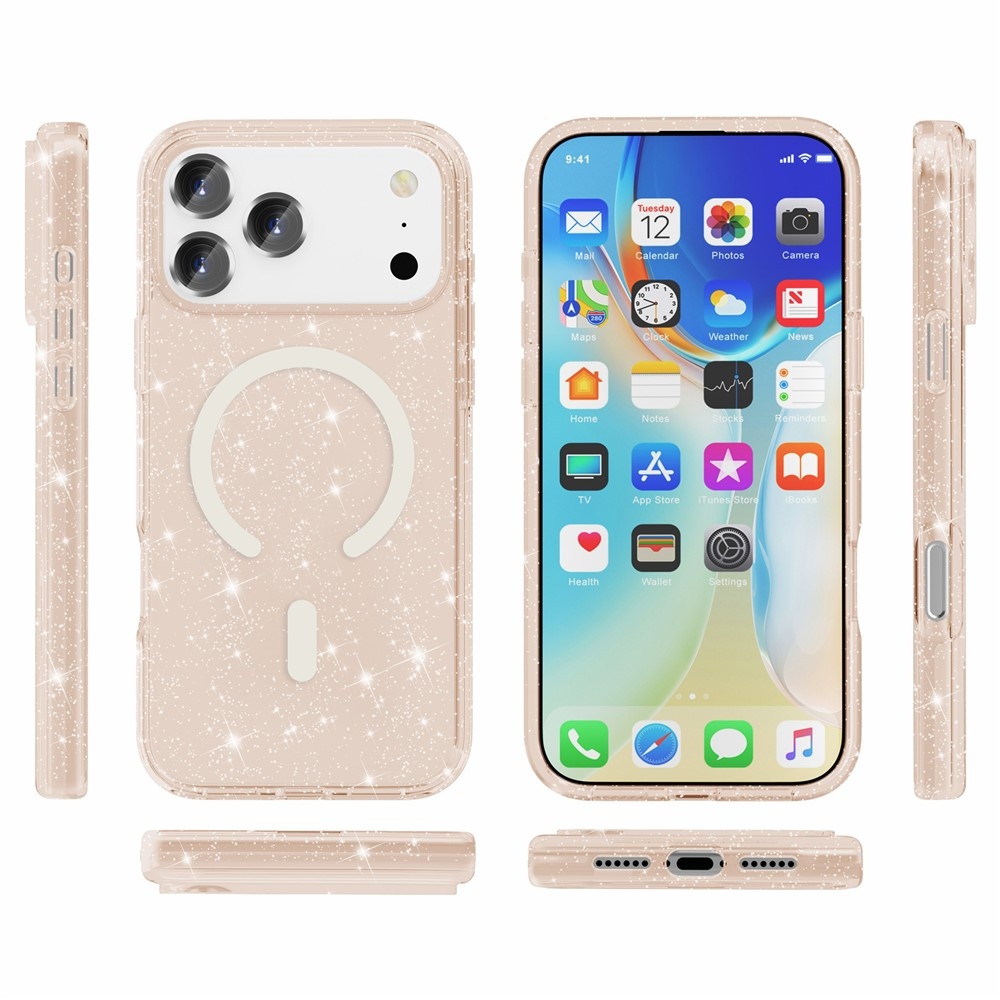 Powder gelový obal s pevnými zády a MagSafe na mobil iPhone 18 Pro Max/17 Pro Max - zlatý
