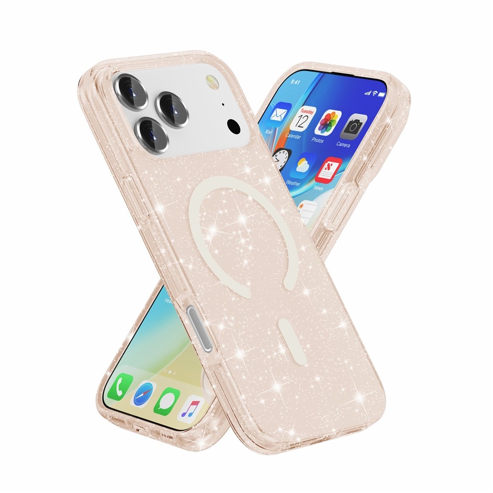 Powder gelový obal s pevnými zády a MagSafe na mobil iPhone 18 Pro Max/17 Pro Max - zlatý