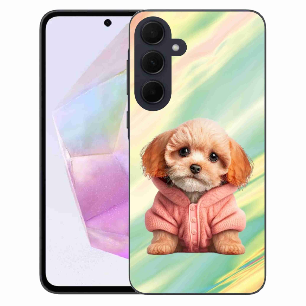 Gelový kryt mmCase na Samsung Galaxy A35 5G - štěně ve svetru