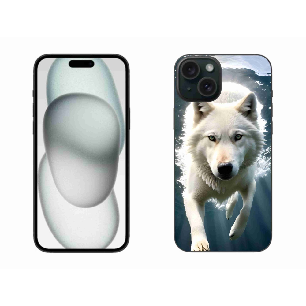 Gelový kryt mmCase na iPhone 15 Plus - bílý vlk