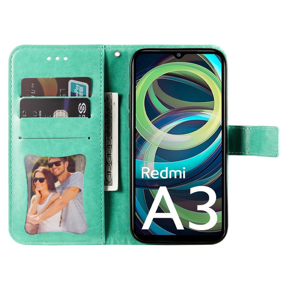 Mandala knížkové pouzdro na Xiaomi Redmi A3 - modrozelené