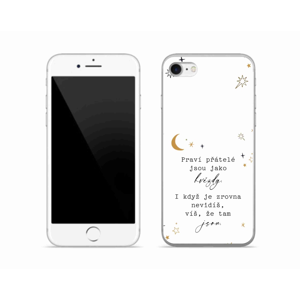 Gelový kryt mmCase na iPhone SE (2022) - citát 6 bílé pozadí