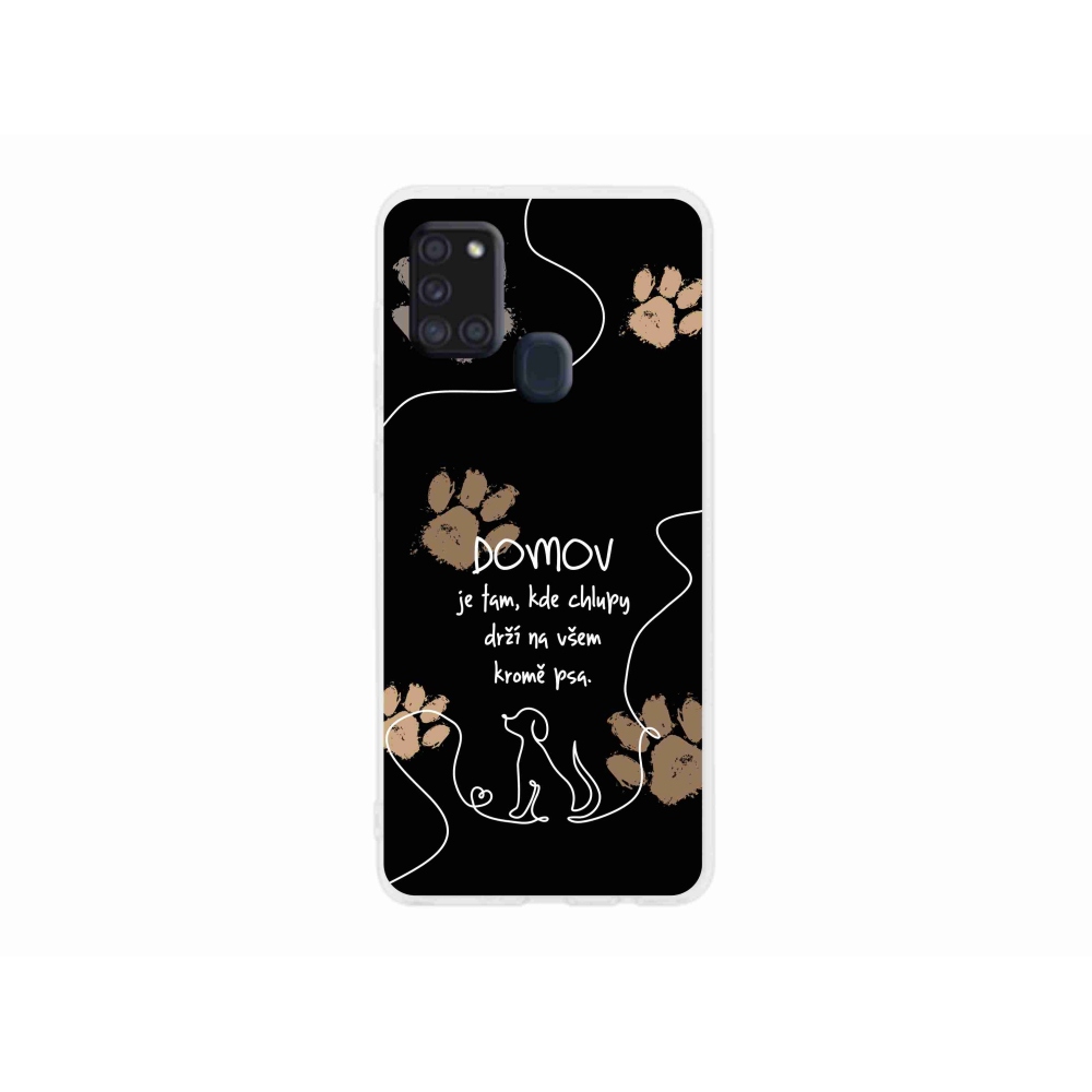 Gelový kryt mmCase na Samsung Galaxy A21s - psí motiv černé pozadí