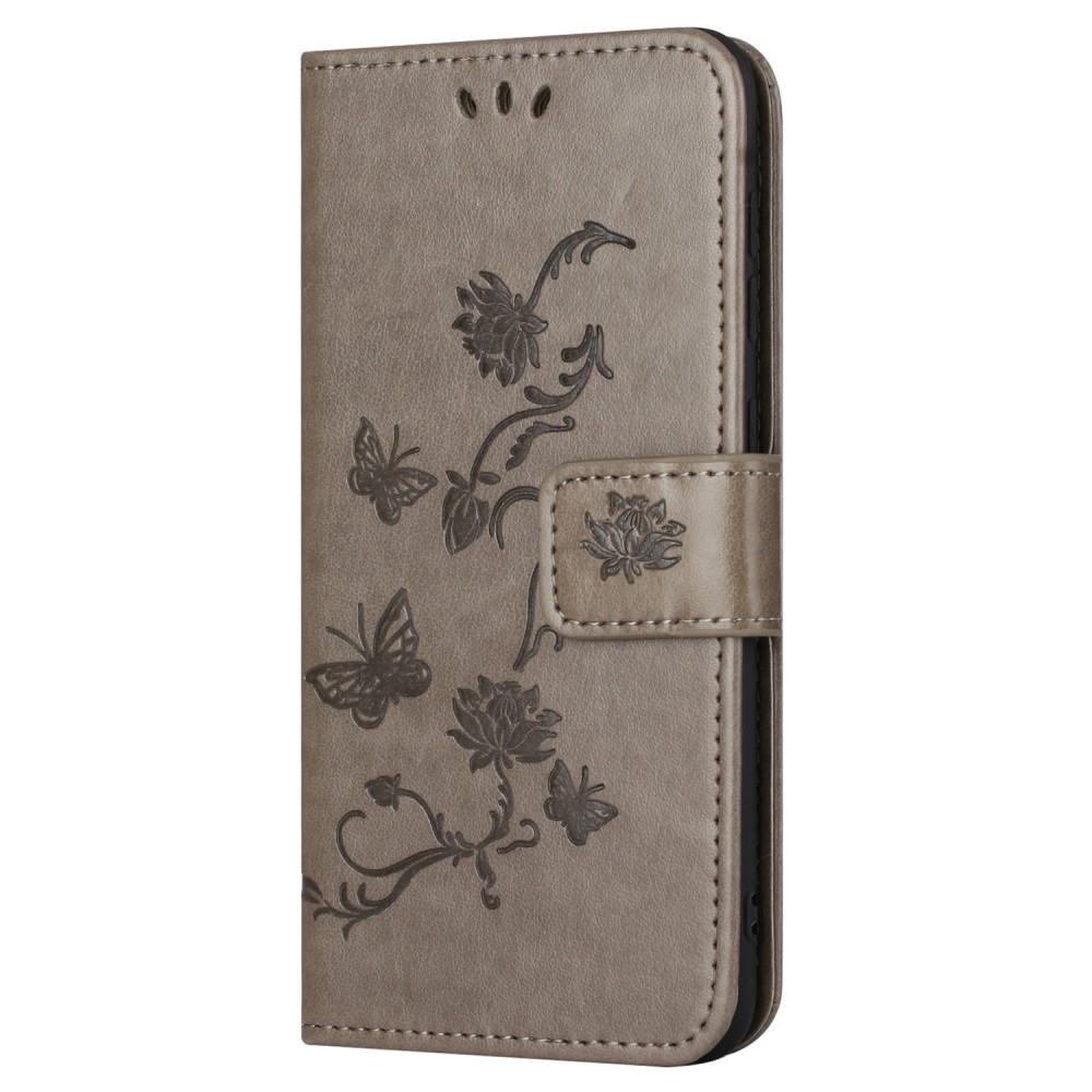 Flower knížkové pouzdro na Xiaomi Redmi 12 4G/5G - šedé