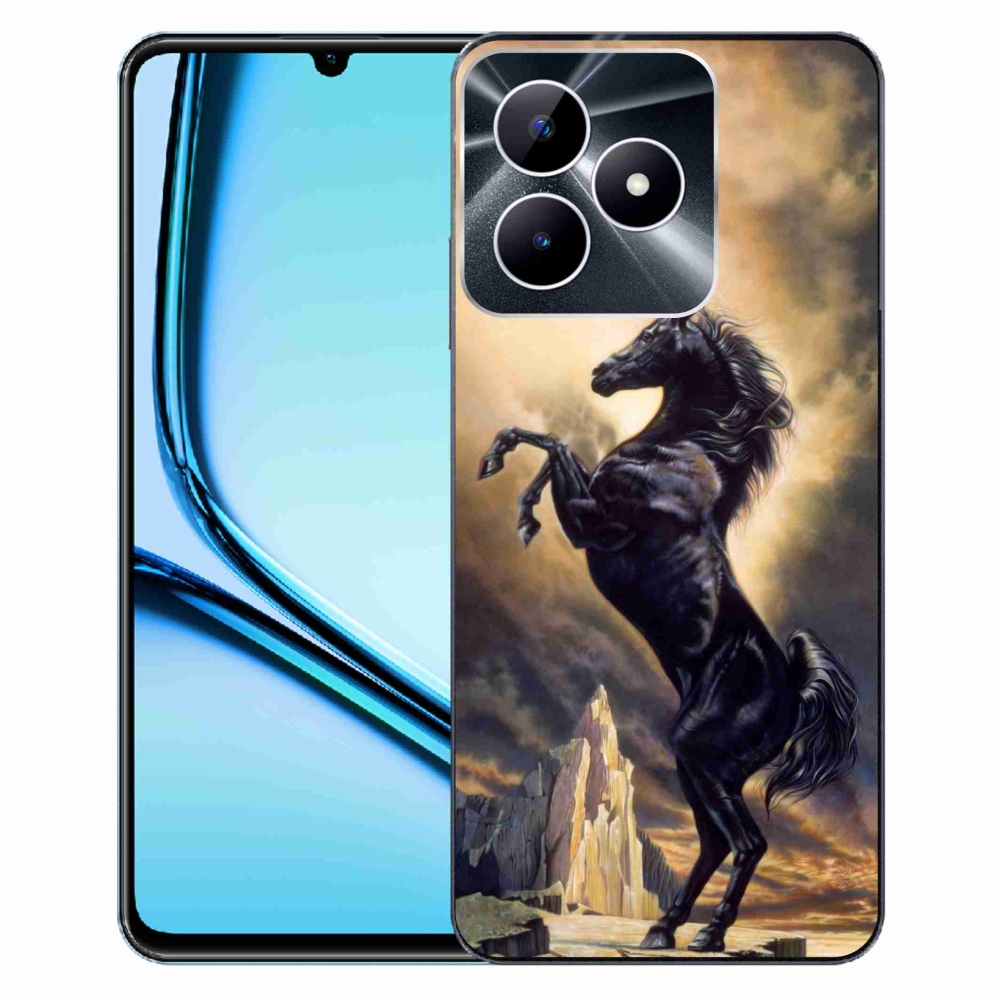 Gelový kryt mmCase na Realme Note 50 - černý kreslený kůň