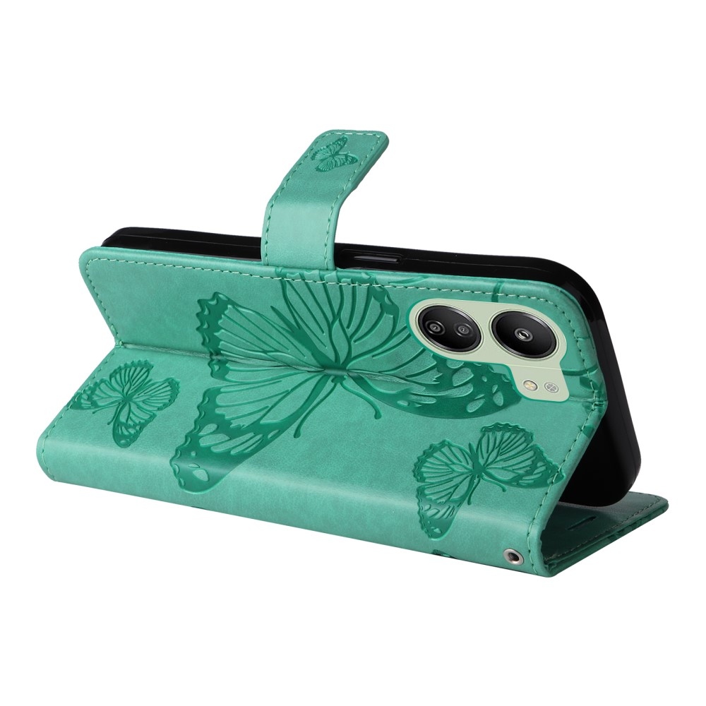 Big Butterfly knížkové pouzdro na Xiaomi Poco C65/Redmi 13C - modrozelené
