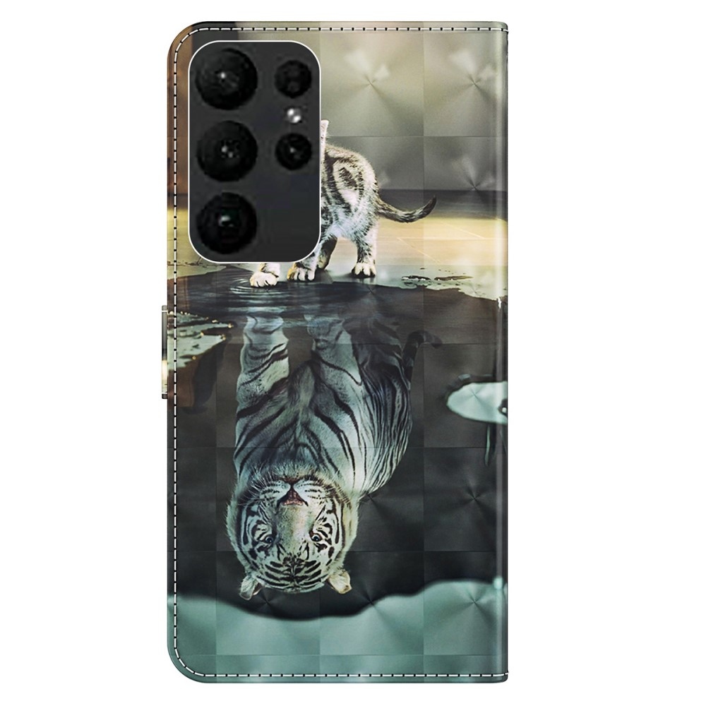 Print knížkové pouzdro na Samsung Galaxy S24 Ultra - kočka a odraz tygra