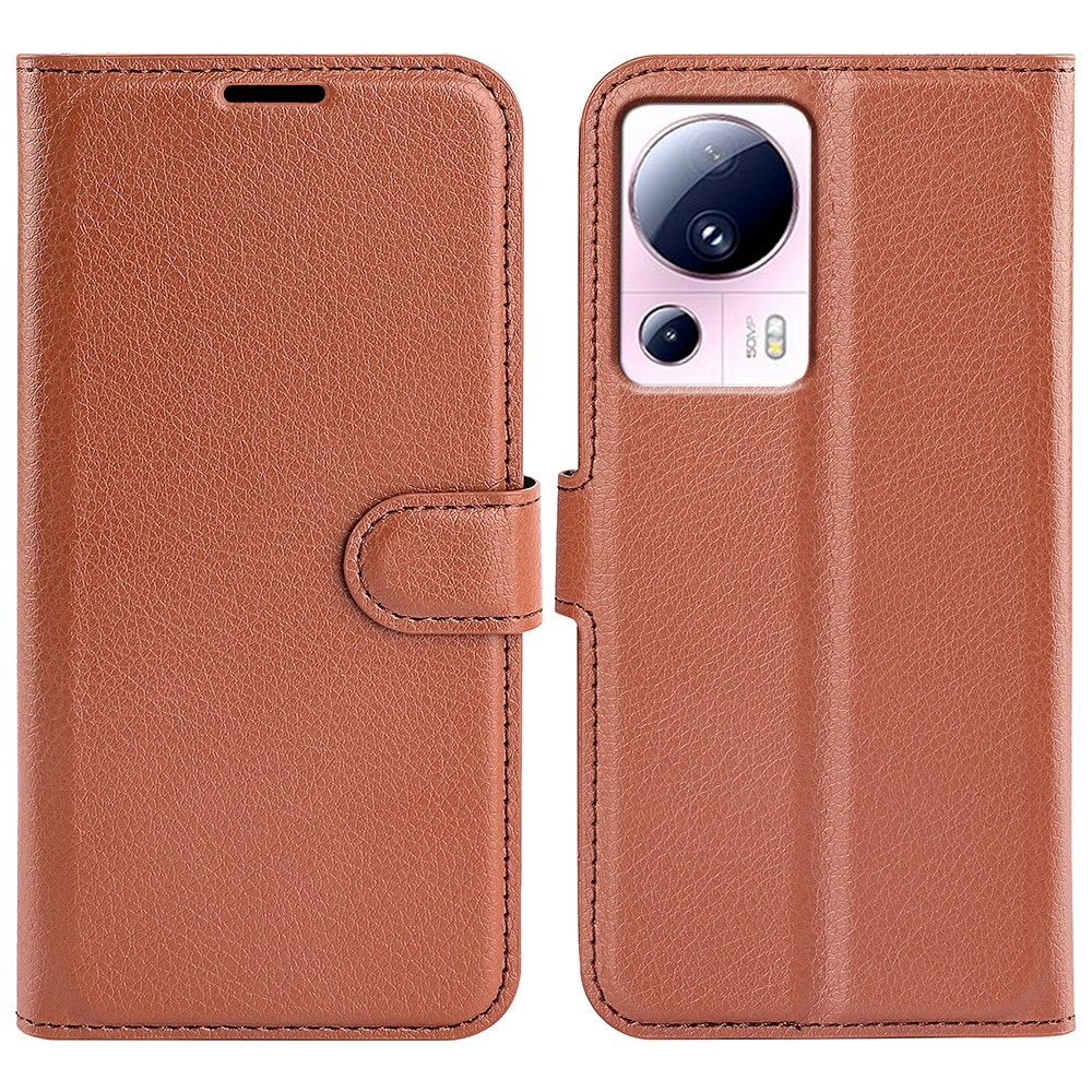 Litchi knížkové pouzdro na Xiaomi 13 Lite - hnědé