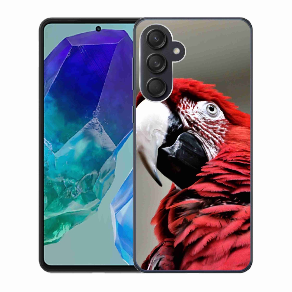 Gelový obal mmCase na Samsung Galaxy M55 5G - papoušek ara červený