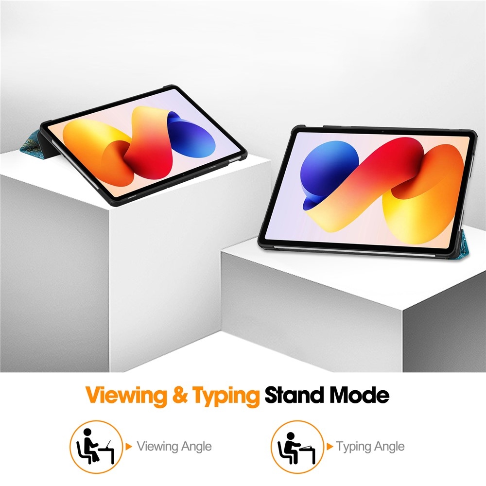 Print chytré zavírací pouzdro na Xiaomi Redmi Pad 2 Pro - bílé květy