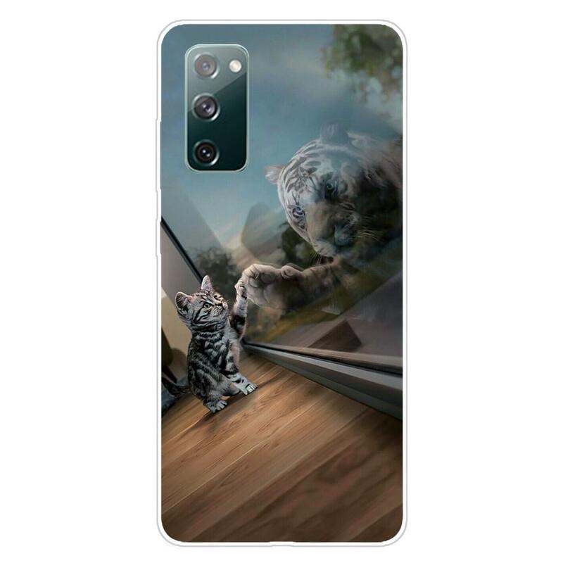 Print gelový obal na mobil Samsung Galaxy S20 FE/S20 FE 5G - kočka a odraz tygra