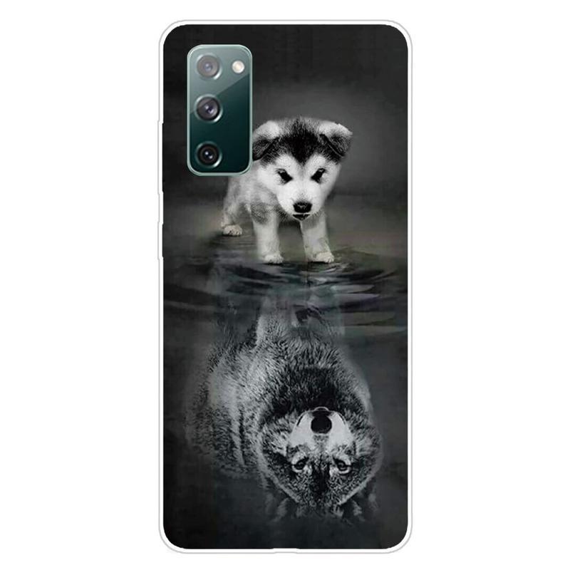 Print gelový obal na mobil Samsung Galaxy S20 FE/S20 FE 5G - pes a odraz vlka