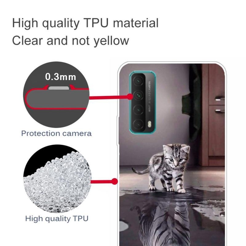 Print gelový obal pro telefon Huawei P Smart 2021 - kočka a odraz tygra