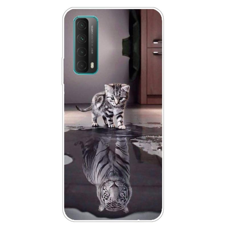 Print gelový obal pro telefon Huawei P Smart 2021 - kočka a odraz tygra