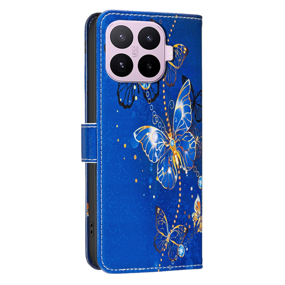 Print knížkové pouzdro na mobil Xiaomi 17T Pro - modrozlatí motýli