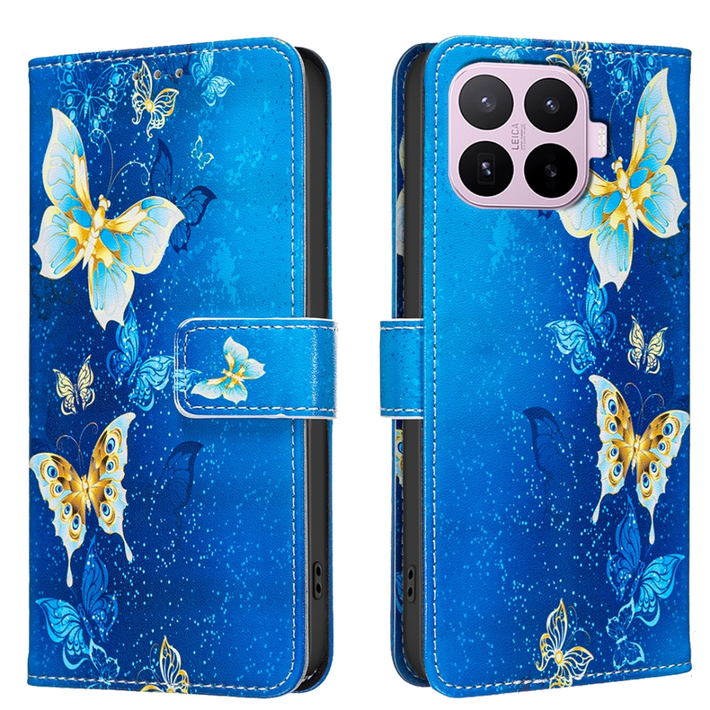 Print knížkové pouzdro na mobil Xiaomi 17T Pro - světlemodří motýli